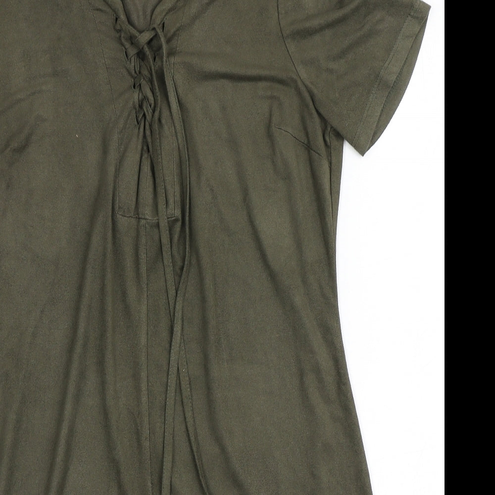 Atmosphere Womens Green  Polyester A-Line  Size 4  V-Neck