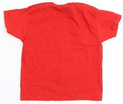 Fruit of the Loom Boys Red  100% Cotton Basic T-Shirt Size 3-4 Years Round Neck  - Star Wars, Christmas