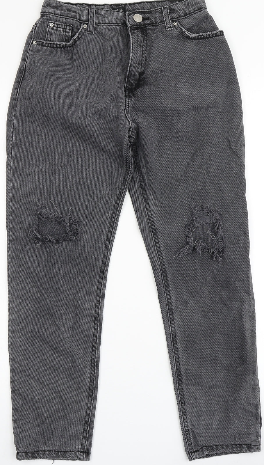 River Island Girls Black  100% Cotton Straight Jeans Size 11 Years  Regular Zip - MOM FIT
