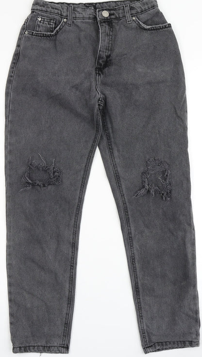 River Island Girls Black  100% Cotton Straight Jeans Size 11 Years  Regular Zip - MOM FIT