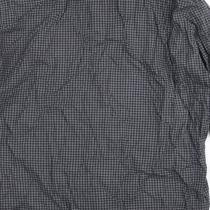 Autograph Mens Blue Check Polyester  Button-Up Size L Round Neck Button