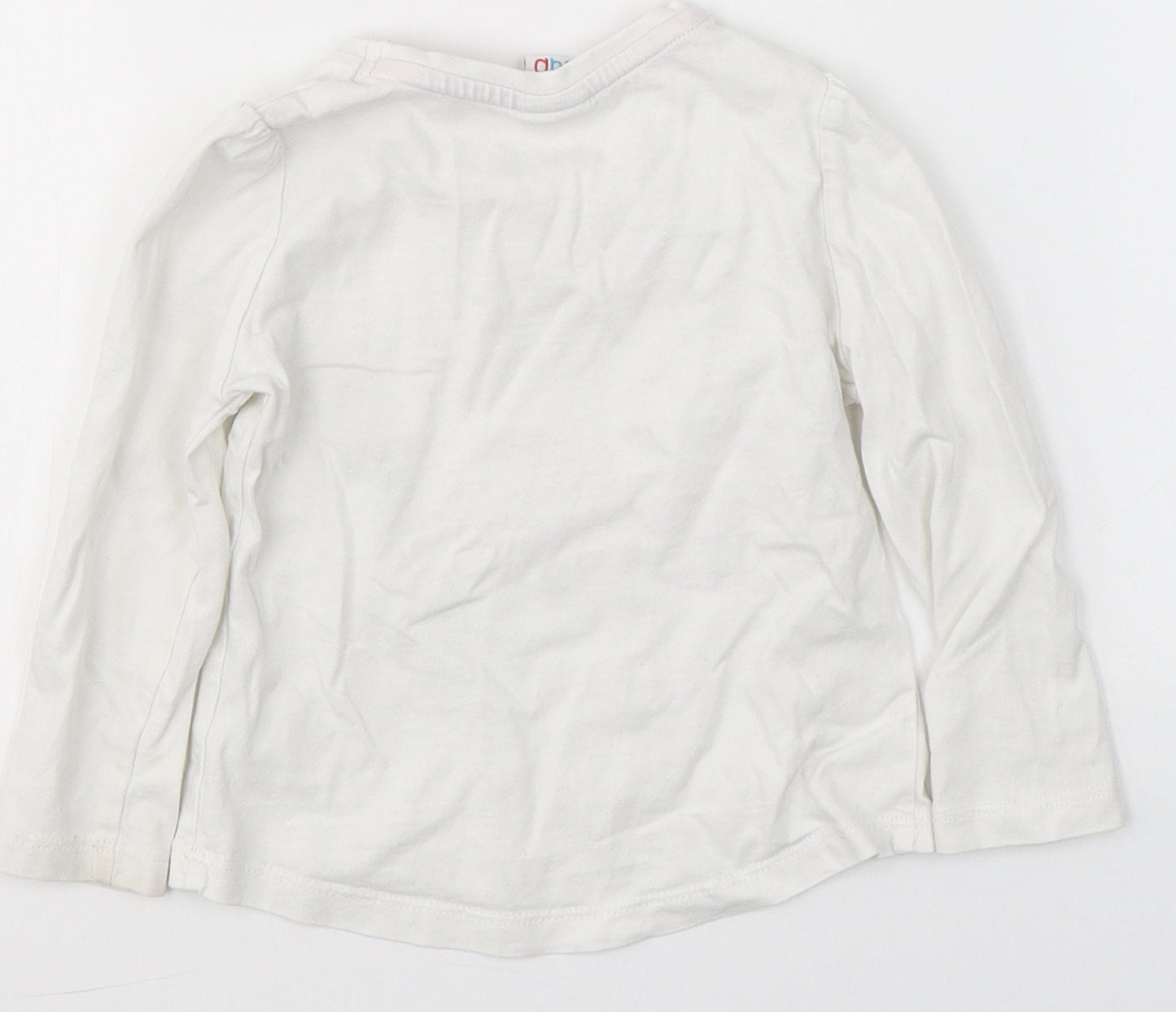 Mini Club Girls White  Cotton Basic Casual Size 9-12 Months Round Neck  - Flowers