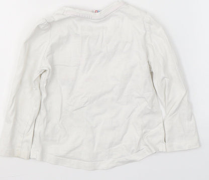 Mini Club Girls White  Cotton Basic Casual Size 9-12 Months Round Neck  - Flowers