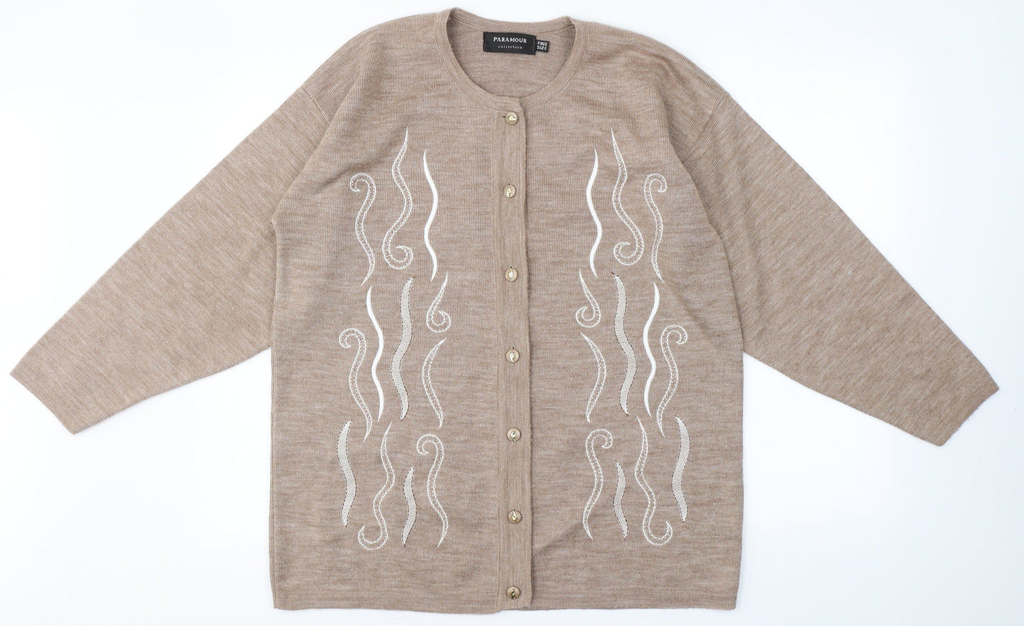 Womens UK Size One Size Paramour Beige Cardigan Jumper