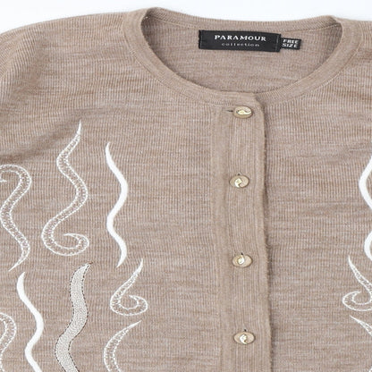 Womens UK Size One Size Paramour Beige Cardigan Jumper