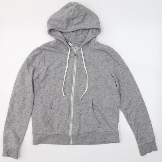 Divided by H&M Womens Grey Round Neck  Cotton Full Zip Jumper Size M