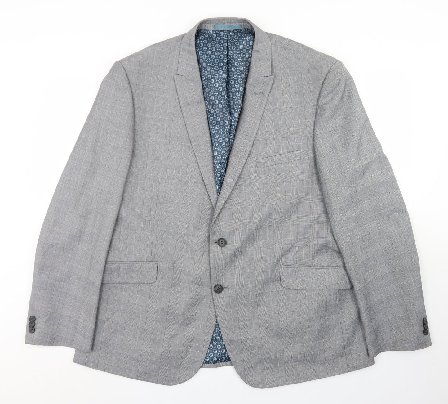 Taylor & Wright Mens Grey Plaid Polyester Jacket Blazer Size 46   - Tailored fit