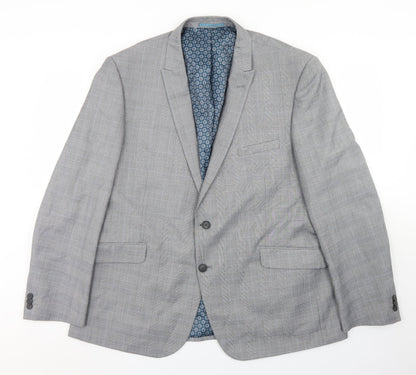 Taylor & Wright Mens Grey Plaid Polyester Jacket Blazer Size 46   - Tailored fit