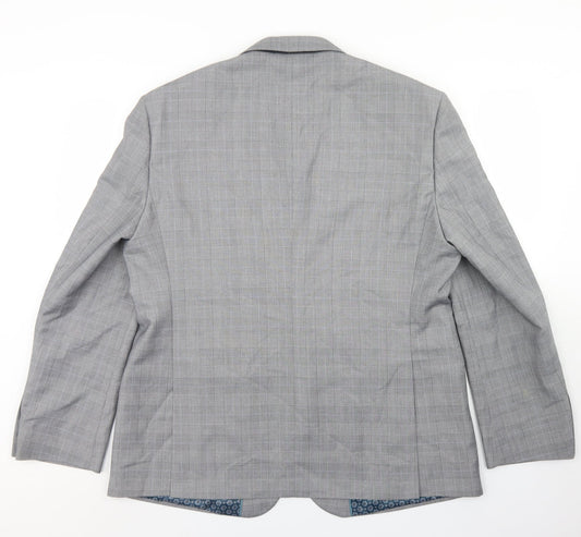 Taylor & Wright Mens Grey Plaid Polyester Jacket Blazer Size 46   - Tailored fit