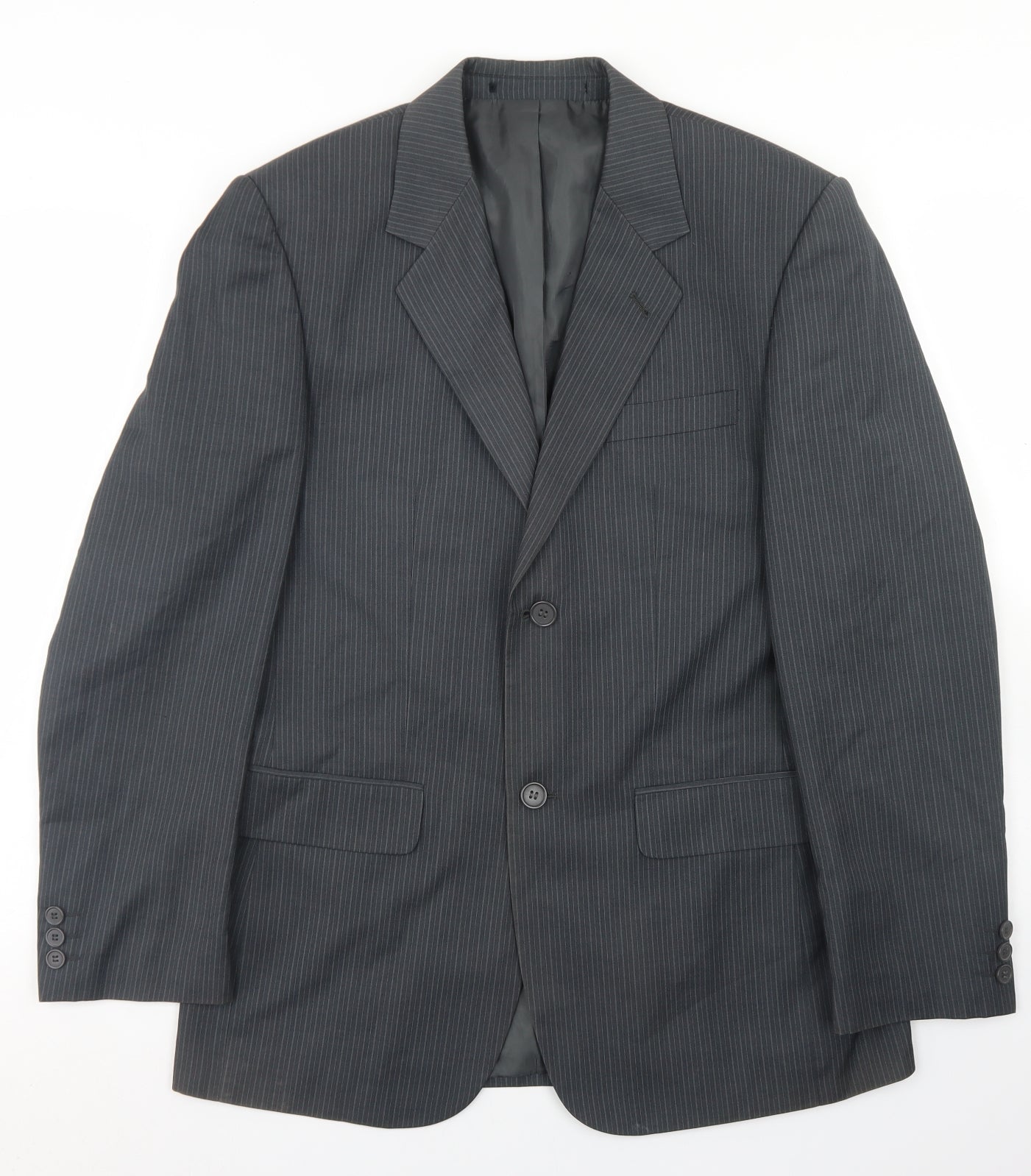 George Mens Grey Striped Polyester Jacket Blazer Size 38