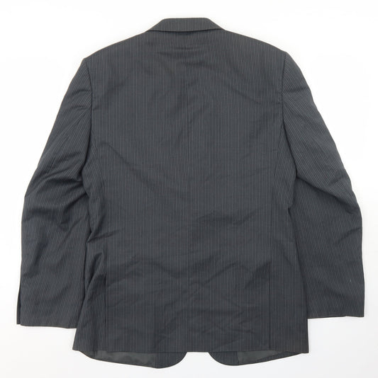 George Mens Grey Striped Polyester Jacket Blazer Size 38