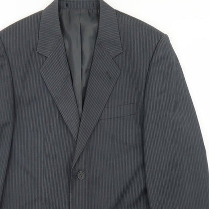 George Mens Grey Striped Polyester Jacket Blazer Size 38