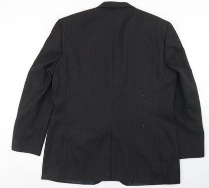 F&F Mens Black Striped Polyester Jacket Blazer Size 44