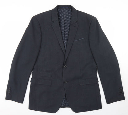 TU Mens Blue  Polyester Jacket Blazer Size 40