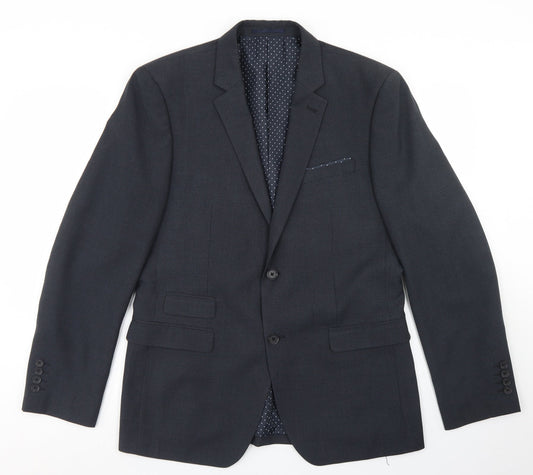 TU Mens Blue  Polyester Jacket Blazer Size 40