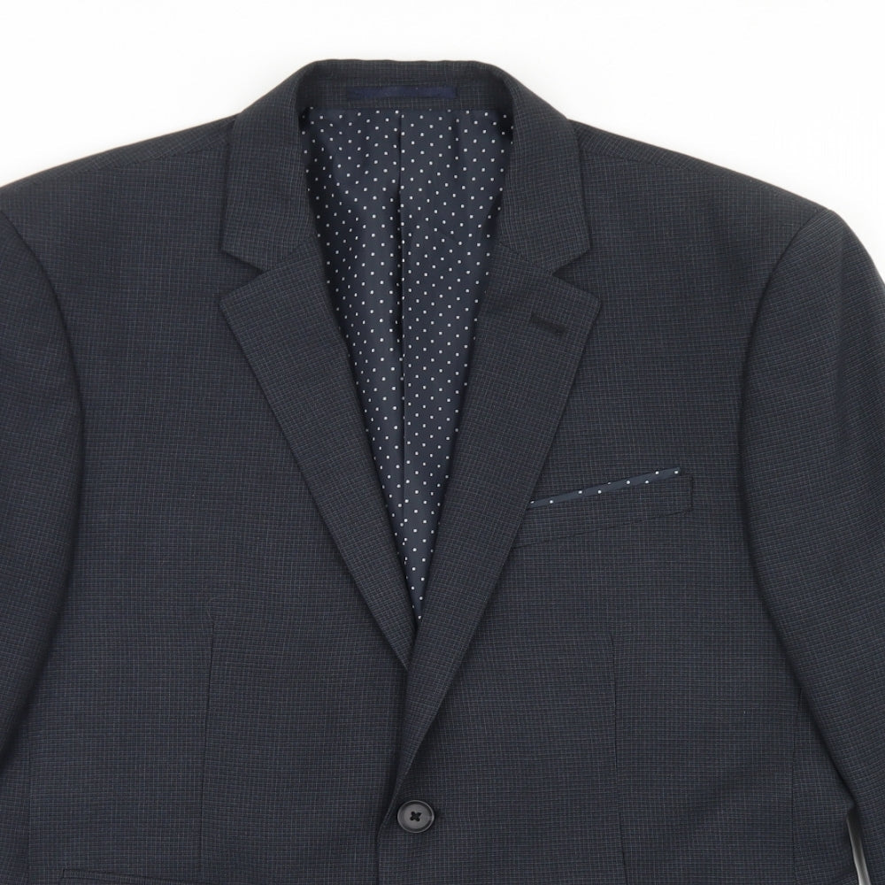 TU Mens Blue  Polyester Jacket Blazer Size 40