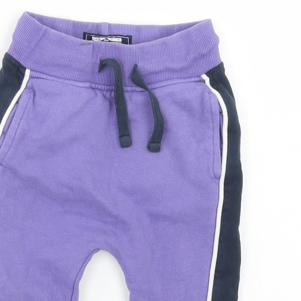 NEXT Girls Purple Colourblock Cotton Jogger Trousers Size 12-18 Months  Drawstring