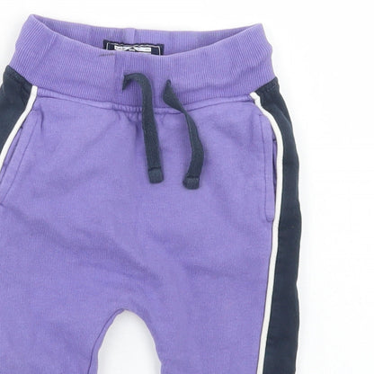 NEXT Girls Purple Colourblock Cotton Jogger Trousers Size 12-18 Months  Drawstring