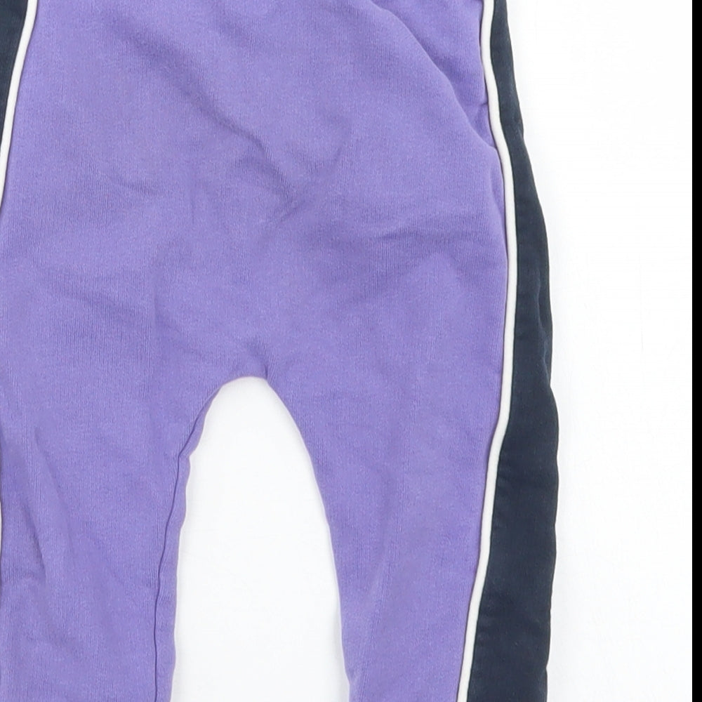 NEXT Girls Purple Colourblock Cotton Jogger Trousers Size 12-18 Months  Drawstring