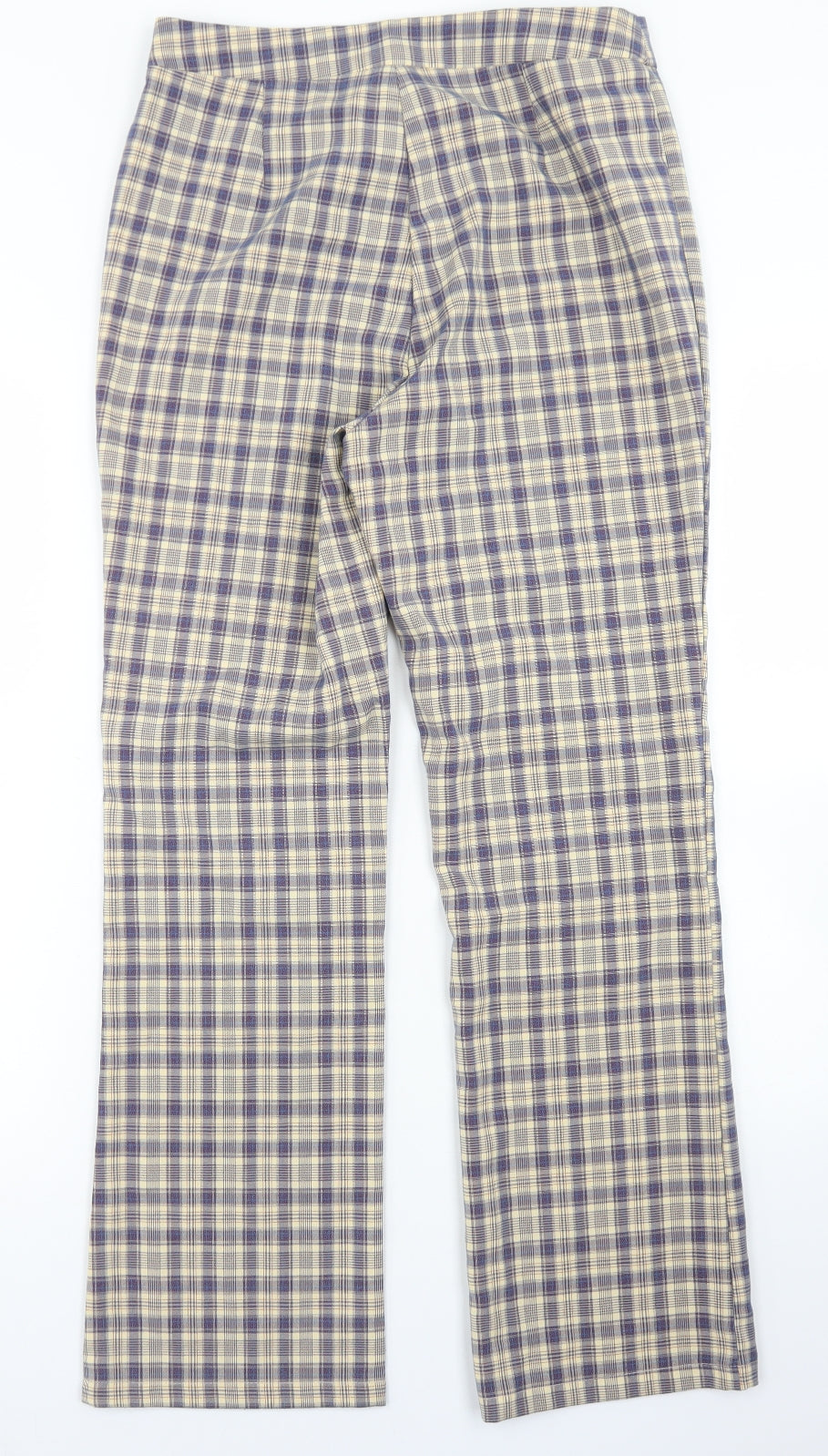 SheIn Womens Blue Plaid Polyester Dress Pants Trousers Size M L28 in Regular Button