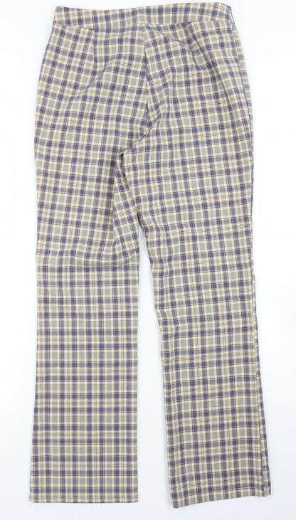 SheIn Womens Blue Plaid Polyester Dress Pants Trousers Size M L28 in Regular Button