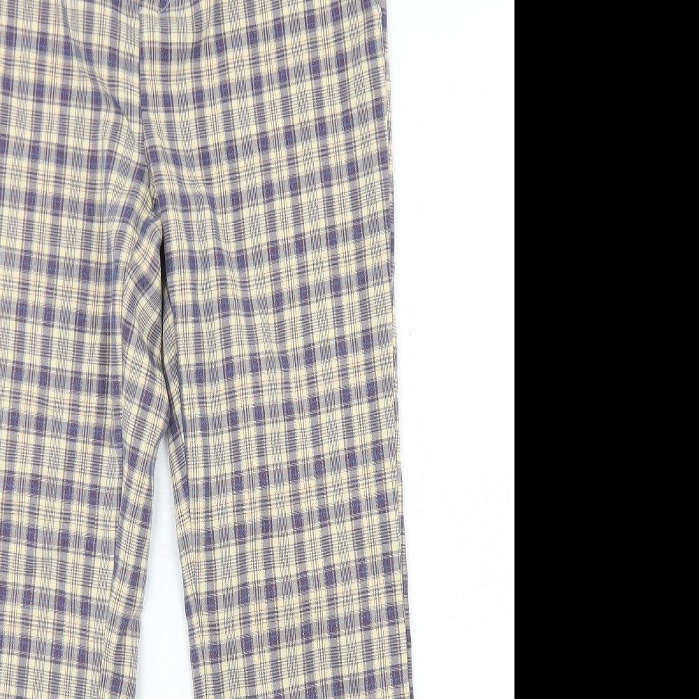 SheIn Womens Blue Plaid Polyester Dress Pants Trousers Size M L28 in Regular Button