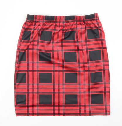 Sheine Girls Red Check Cotton Straight & Pencil Skirt Size 11-12 Years  Regular