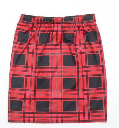 Sheine Girls Red Check Cotton Straight & Pencil Skirt Size 11-12 Years  Regular