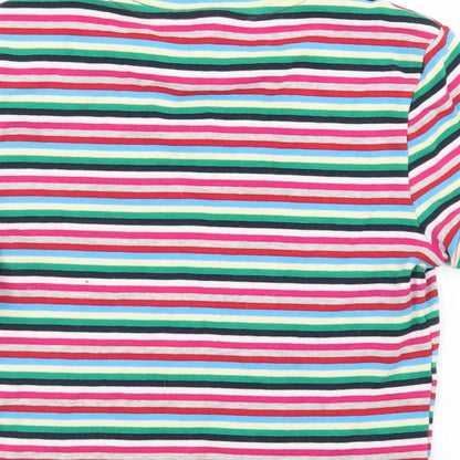 SheIn Womens Multicoloured Striped Cotton Cropped T-Shirt Size S Crew Neck