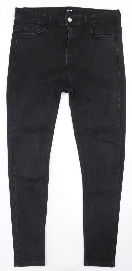 Hera Womens Black  Cotton Skinny Jeans Size 32 in L26 in Regular Button
