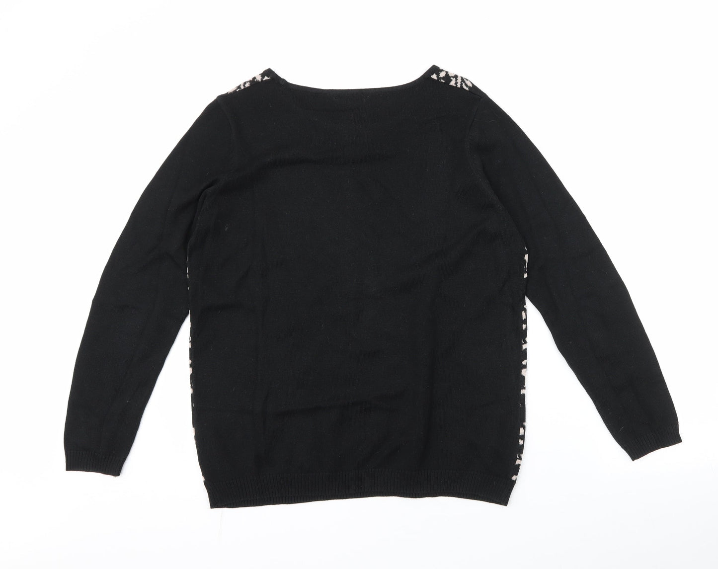 BHS Womens Black Round Neck Paisley Acrylic Pullover Jumper Size 14