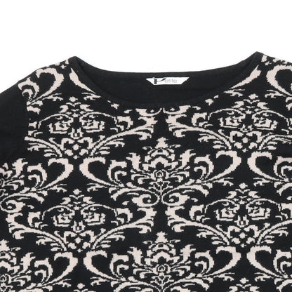 BHS Womens Black Round Neck Paisley Acrylic Pullover Jumper Size 14