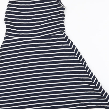 Vera Moda Womens Blue Striped Polyester Skater Dress  Size S  Round Neck Pullover