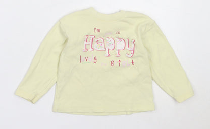 St Bernard Girls Yellow  Cotton Basic T-Shirt Size 12-18 Months Round Neck
