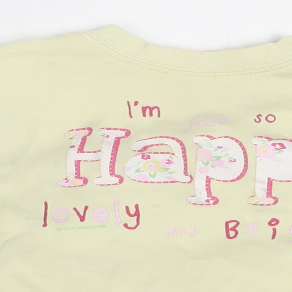 St Bernard Girls Yellow  Cotton Basic T-Shirt Size 12-18 Months Round Neck