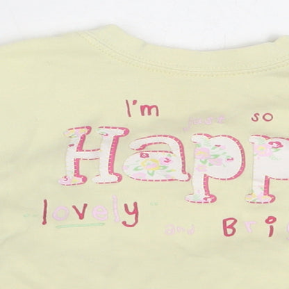 St Bernard Girls Yellow  Cotton Basic T-Shirt Size 12-18 Months Round Neck