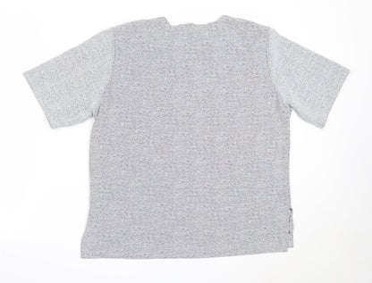 Sukhmani Womens Grey  Polyester Basic Blouse Size L Round Neck