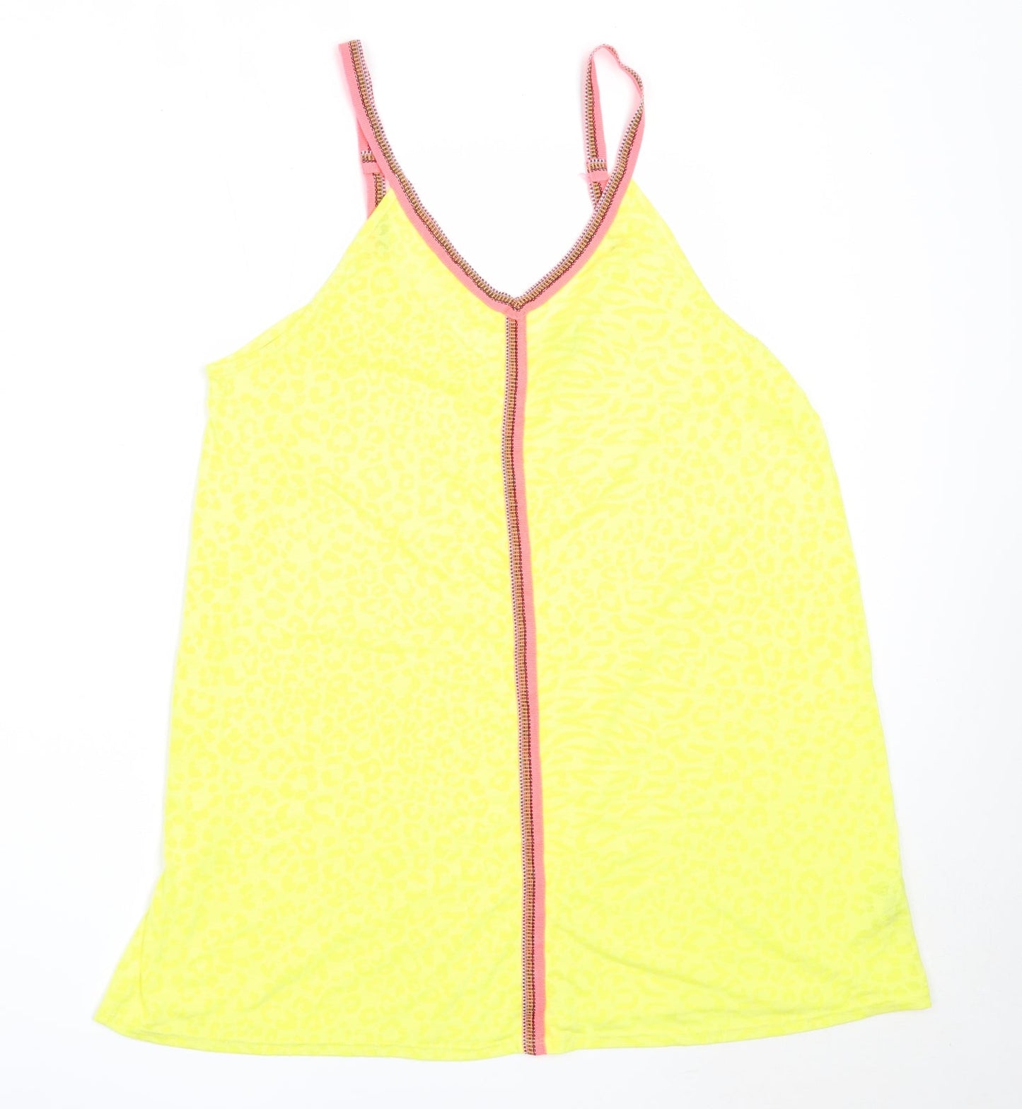 Matalan Womens Yellow  Polyester Basic Tank Size M V-Neck