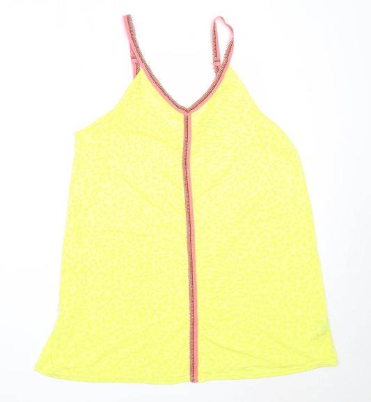 Matalan Womens Yellow  Polyester Basic Tank Size M V-Neck