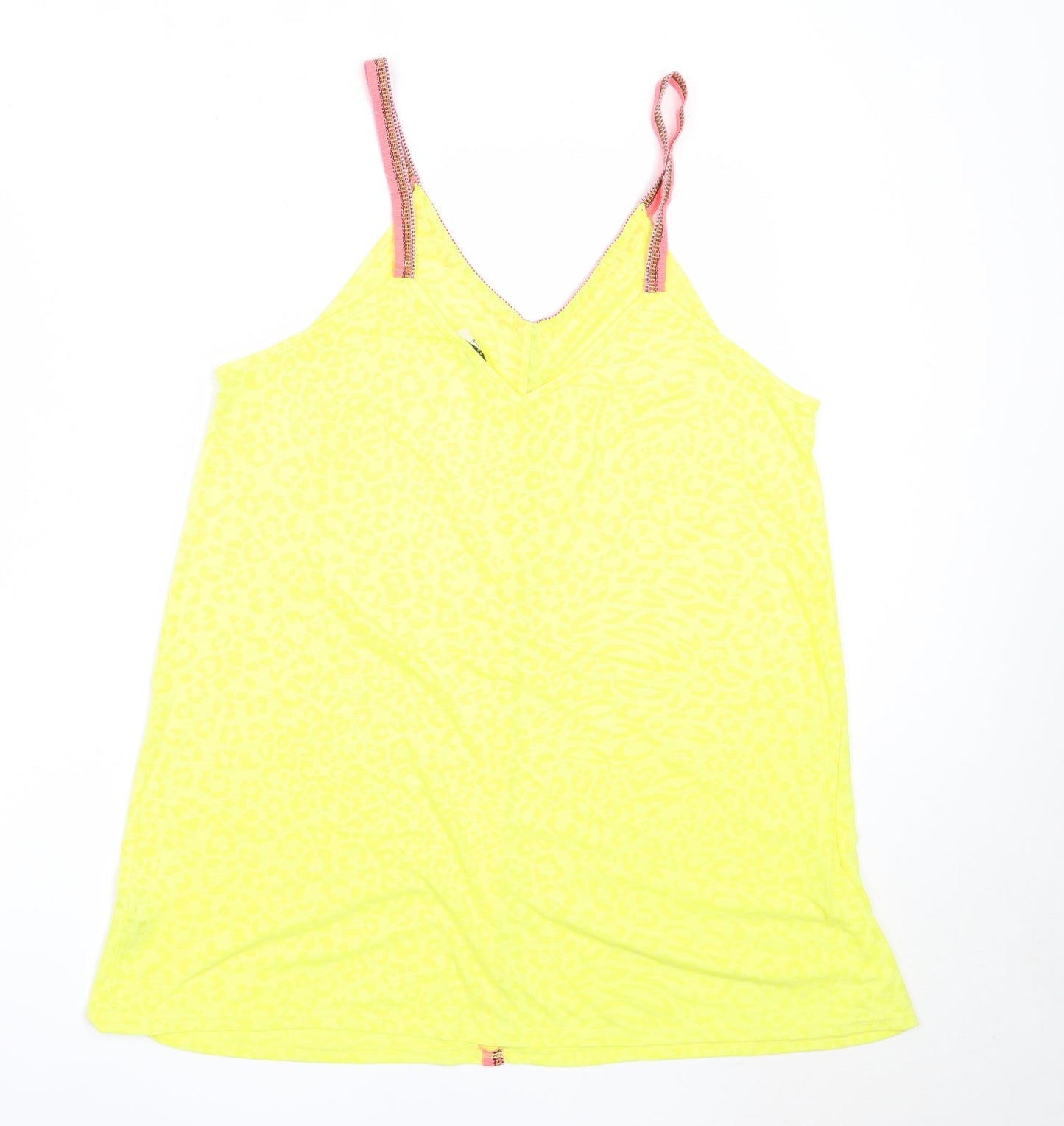 Matalan Womens Yellow  Polyester Basic Tank Size M V-Neck