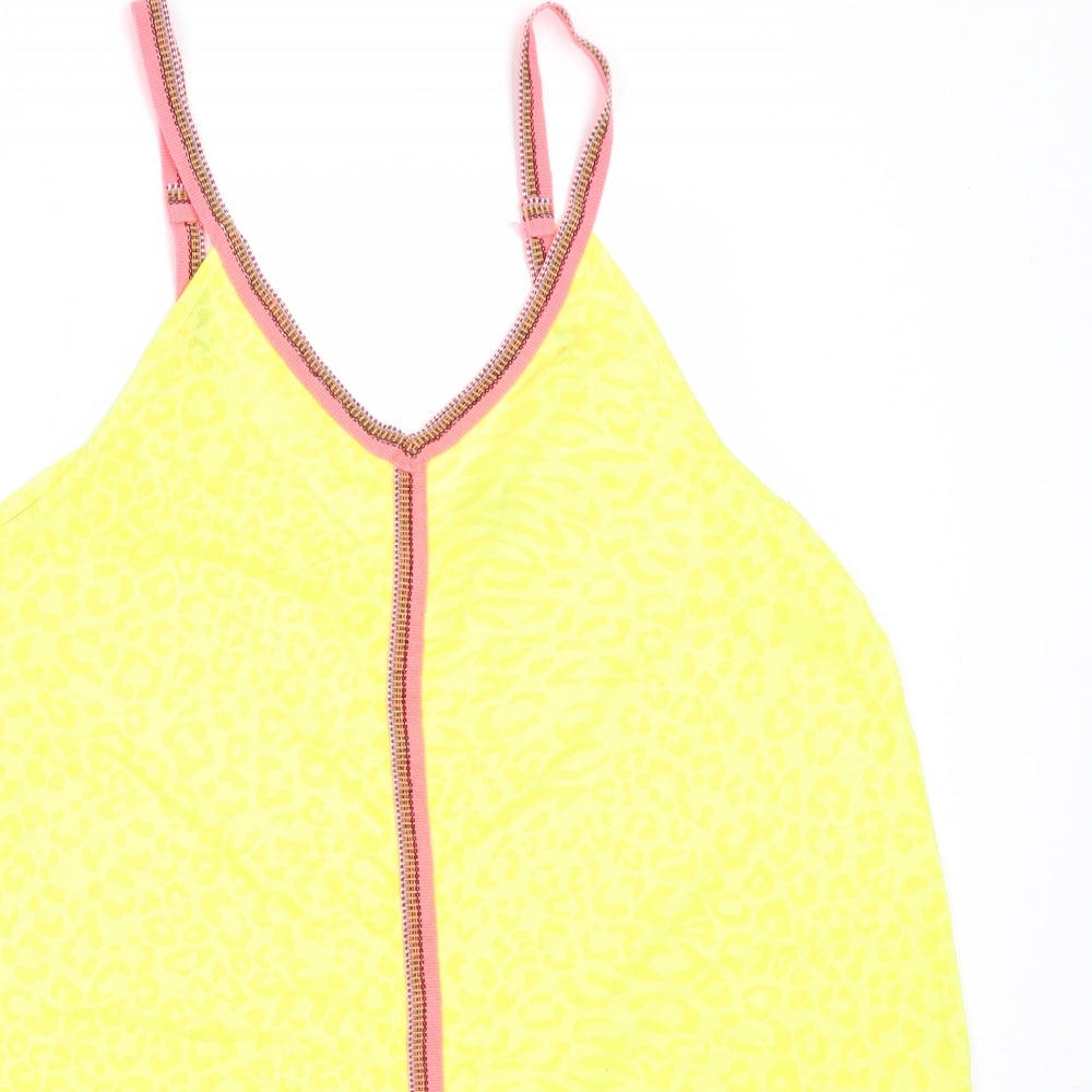 Matalan Womens Yellow  Polyester Basic Tank Size M V-Neck
