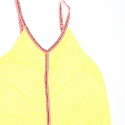 Matalan Womens Yellow  Polyester Basic Tank Size M V-Neck