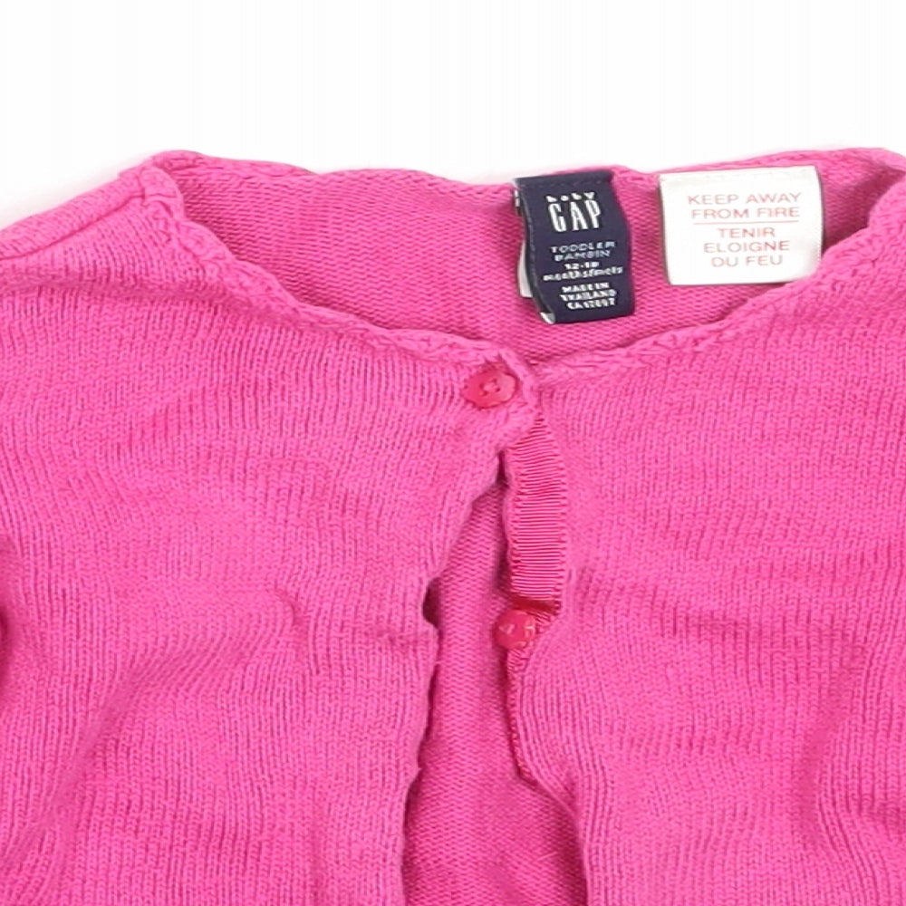 Gap Girls Pink  Cotton Cardigan Jumper Size 12-18 Months  Button