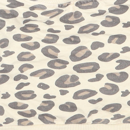 Studio Girls Beige Animal Print Cotton Pullover Jumper Size 3-6 Months