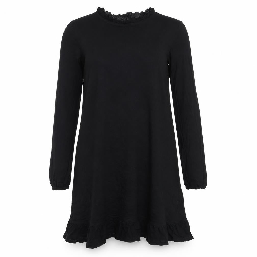 Front view of Matalan women’s black viscose trapeze & swing, size S, round neck