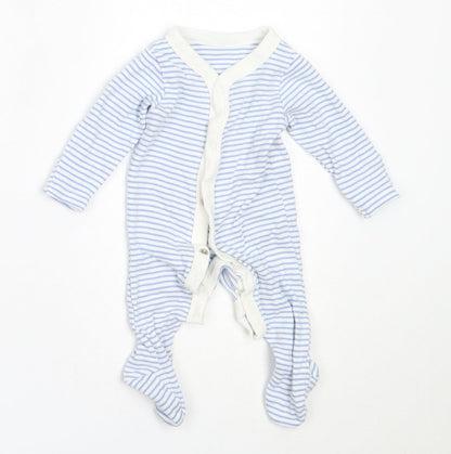 Marks and Spencer Boys Blue Striped Cotton Babygrow One-Piece Size Newborn