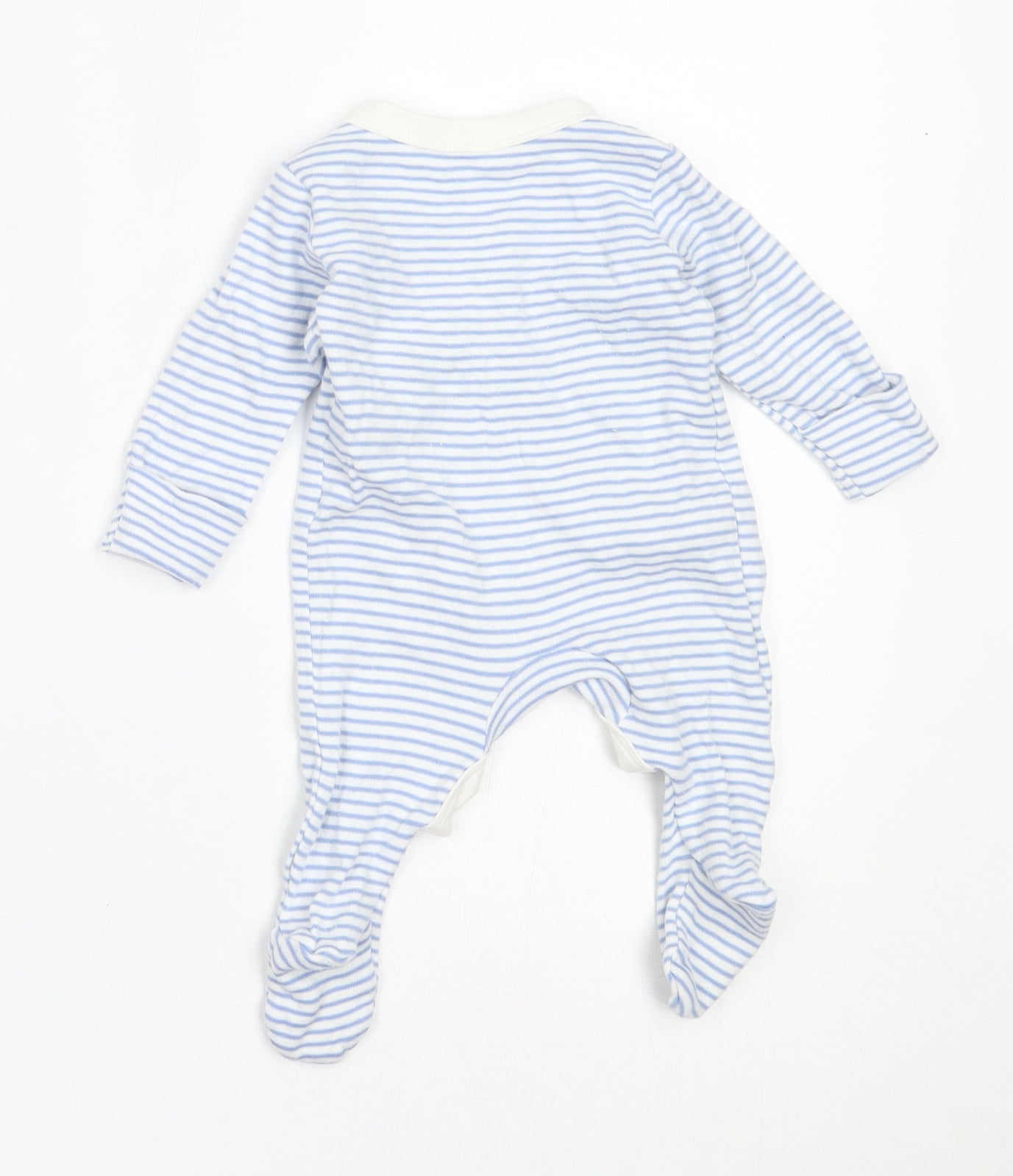 Marks and Spencer Boys Blue Striped Cotton Babygrow One-Piece Size Newborn