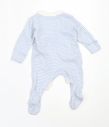 Marks and Spencer Boys Blue Striped Cotton Babygrow One-Piece Size Newborn