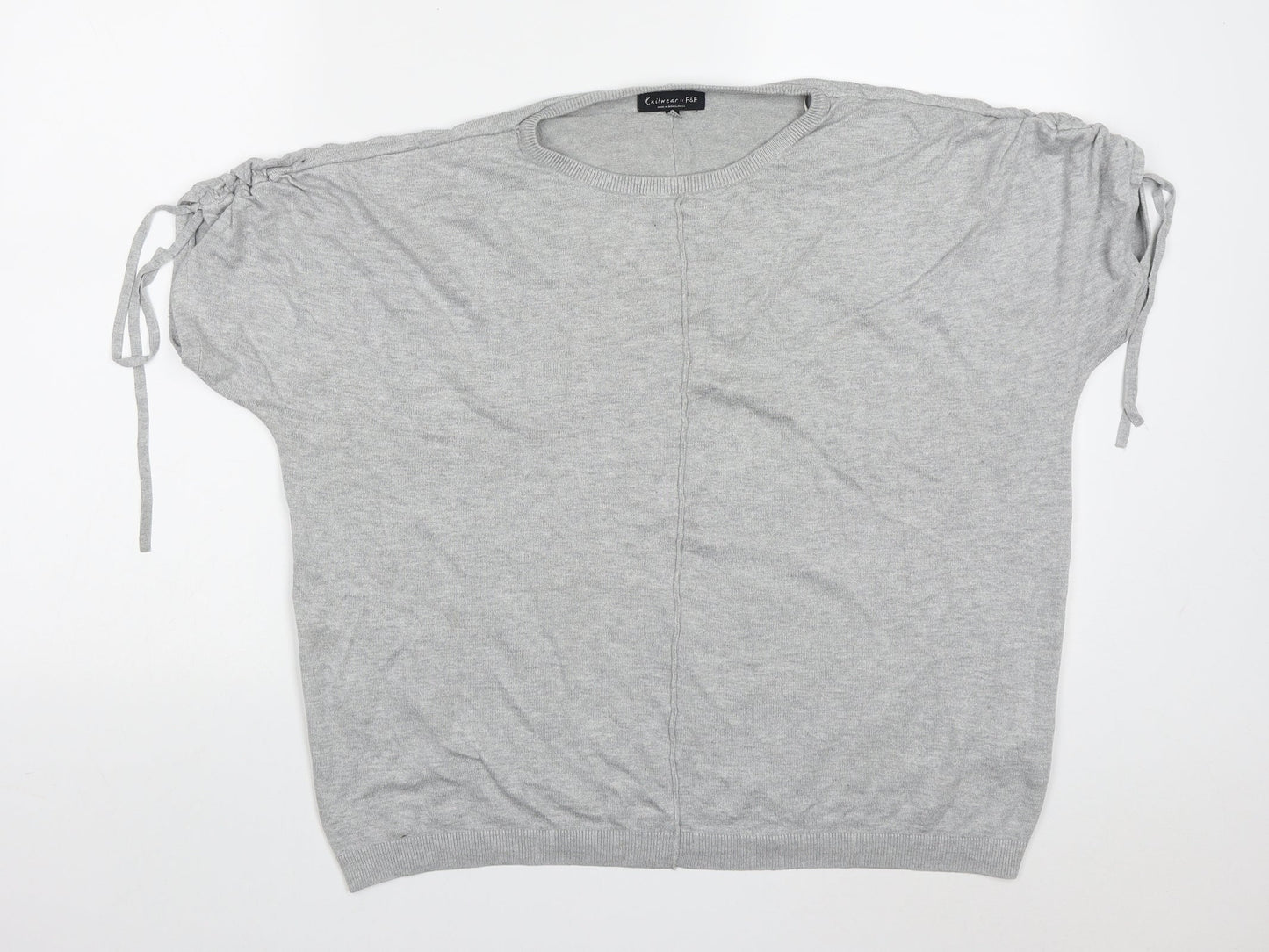 F&F Womens Grey Crew Neck  Viscose Pullover Jumper Size 14