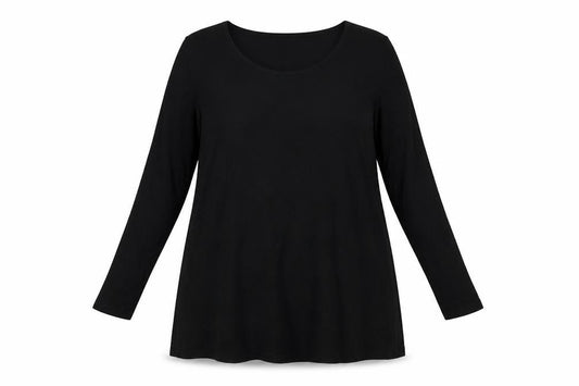 Front view of Studio women’s black viscose a-line, size UK 14, crew neck pullover